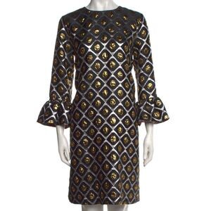 La Double J Metallic Brocade Mini Dress, Size Medium EUC